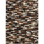 Patchwork tapis de salon - cuir - 160x230 cm - motif lignes - marron blanc et noir