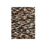 Patchwork - tapis de salon en cuir motif lignes 140 x 200 cm marron / blanc / noir