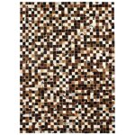 Patchwork - tapis de salon en cuir motif mosaque 120 x 170 cm marron / blanc / noir