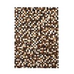 Patchwork - tapis de salon en cuir motif mosaque 140 x 200 cm marron / blanc / noir