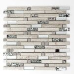 Mosaque - mosani - mos86 - 0108 - pierre naturelle - inox - blanc / bois - 30x30 cm