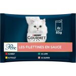 Pte pour chat adulte - purina gourmet - perle filettines en sauce - lot de 3 - 4 sachets de 85 g