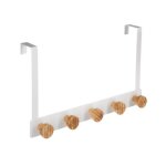 Patère métal bambou 5 têtes pour porte blanc Patère métal bambou 5 têtes pour porte blanc