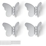 Patère murale - argent - 4 pcs - métal - design papillon - décoration moderne Patère murale - argent - 4 pcs - métal - design papillon - décoration moderne