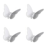 Patère murale - argenté - 4 pcs - métal - design papillon - décoration contemporaine Patère murale - argenté - 4 pcs - métal - design papillon - décoration contemporaine