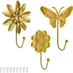 Patère murale - doré - 3 pcs - fleur papillon tournesol - vintage - décoration intérieure Patère murale - doré - 3 pcs - fleur papillon tournesol - vintage - décoration intérieure