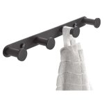 Pat�re murale - 4 crochets - acier inoxydable - noir - salle de bain