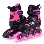 Patins � roulettes enfants 4 taille r�glable 30 - 33 (eu) costway - 4 roues en ligne lumineuses led - ...