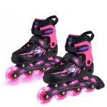 Patins � roulettes enfants 4 taille r�glable 34 - 37 (eu) costway - 4 roues en ligne lumineuses led - ...