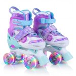 Patins � roulettes enfants 4 taille r�glable costway - 4 roues en ligne lumineuses led - abec - 7 - triple ...