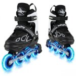 Patins � roulettes enfants 4 taille r�glable costway - 4 roues en ligne lumineuses led - abec - 7 - triple ...