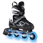 Patins � roulettes enfants 4 taille r�glable costway - 4 roues en ligne lumineuses led - abec - 7 - triple ...