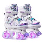 Patin a roulette - patin quad - roller gar�on / fille - taille r�glable - roller enfant - roues lumineuses ...