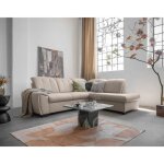 Paul - canap dangle droit - 5 places - convertible avec coffre et ttires - en tissu - taupe