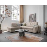 Paul - canap dangle gauche - 5 places - convertible avec coffre et ttires - en tissu - taupe