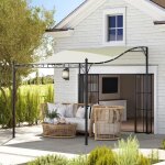 Pavillon adoss� de style pergola avec toit hydrofuge autoportant pouvant servir de pavillon de jardin ...