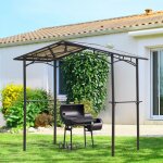 Pavillon de jardin - akozon - pavillon 25x15 m abri barbecue - toit polycarbonate - 2 �tag�res - aluminium ...