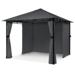 Pavillon de jardin avec auvent pergola blumfeldt mondo 295x262x295 acier polyester gris