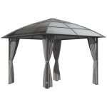 Outsunny - tonnelle de jardin - acier - 305x305x270cm - gris fonc