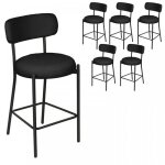 Peaches tabouret de bar 6 tabourets de bar avec dossier pour petits pubs noir 41 * 44 * 95cm