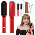 Peigne de voyage portable chauffant 2 en 1 rechargeable par usb sans fil brosse � cheveux professionnelle ...