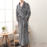 Peignoir allong pour hommes vtements pour la maison chle manteau  manches longues huozoppx1865