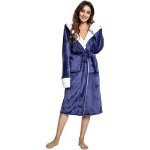 Peignoir de bain - femme - robe  capuche luxueuse - flanelle - taille unique - bleu