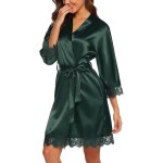 Peignoir de bain - peignoir satin soie - mod�le oblique col v - taille m - couleur vert - �l�gance chic ...