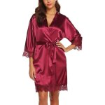 Peignoir de bain - peignoir satin soie femme - vin rouge - taille m - �l�gance chic