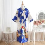 Peignoir de bain - peignoir kimono - bleu royal - satin - taille unique - �l�gance chic