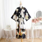 Peignoir de bain - peignoir kimono - noir - satin - taille unique - Élégance chic Peignoir de bain - peignoir kimono - noir - satin - taille unique - Élégance chic