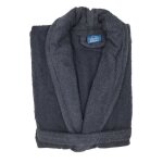 Peignoir col chle 100% coton - alpes blanc - anthracite - dark grey taille m - 450g / m