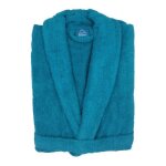 Peignoir - alpes blanc - col chle - 100% coton - 450g / m - bleu canard - taille l