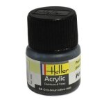 Peinture acrylique  leau pour maquettes - heller - 66 gris - brun olive mat - contenance 12 ml