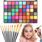 Peinture corporelle fluo 54 couleurs palette - maquillage enfant pour halloween no�l carnaval et soir�es ...