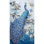 Peinture diamant 5d diy paon bleu - domybest - kit mosa�que 40x50cm - animaux - loisirs cr�atifs