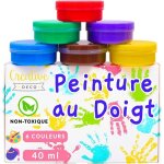 Peinture au doigt enfant - creative deco - 6 x 40 ml pots - couleurs intenses et vives - lavable  leau ...