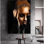 Peinture � lhuile sur toile tableau mural pour salon noir et or femme dart africain 50 * 70cm sans cadre ...