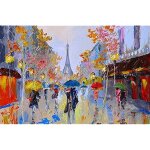 Peinture � lhuile peinte � la main sur toileabstrait paysage peinturespersonnes sur la rue parisstyle ...