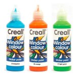 3 peintures repositionnables pour vitres 80 ml - bleu turquoise - orange - vert clair 3 peintures repositionnables pour vitres 80 ml - bleu turquoise - orange - vert clair
