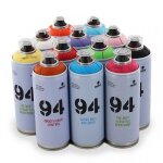 Peinture en spray - mtn 94 - lot de 12 bombes - 400 ml - finition mate - couleur noir mat