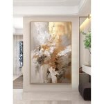 Peinture sur feuille dor moderne gris sur toile pour salon art mural abstrait moderne prêt à accrocher ... Peinture sur feuille dor moderne gris sur toile pour salon art mural abstrait moderne prêt à accrocher ...