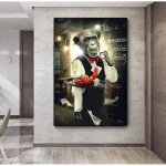 Peintures sur toile dr�le singe serveur mur art affiches et estampes oeuvre dart photos chambre salon ...