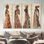 Peinture sur toile de femme noire africaine affiche dart ethnique pour dcoration de salon dcor mural ...