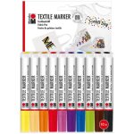 Marqueurs pour textiles - marabu - jeu de 10 - couleurs vives -  base aqueuse - rsistants au lavage ...