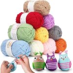 Pelotes de laine acrylique multicolore - zgeer - 10 couleurs - 250g total - 70m par pelote - lavable ...