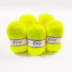 Pelotes de laine acrylique - sightmark - 5 pelotes - 133 m par pelote - jaune fluo - aiguilles 3. 5 et ...