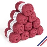 10 pelotes de laine - bordeaux - 100% coton bio - 3mm - tricot et crochet - bergre de france