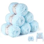 Pelote de laine chenille bleu 6�50g pelotes de laine et fils 300g fil velours �paisse de polyester fil ...