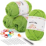 Pelote de laine pour crochet - zgeer - 200g - fil coton - laine �paisse - vert - lavable en machine - ...